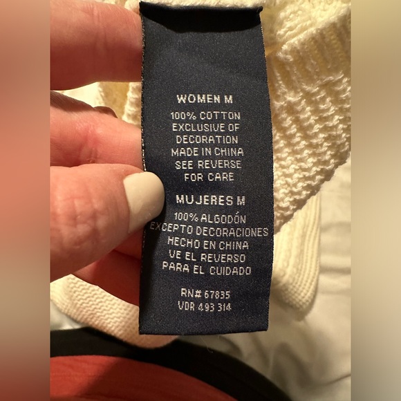 Nautica V Neck Fisherman Sweater Aran Jumper Sz M Preppy Classic Cozy Fall Warm - Picture 5 of 7